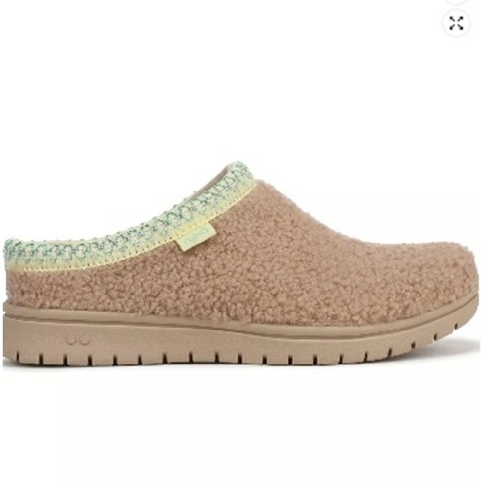 Ryka Stellar Cozy Lattebro Tan Shearling Slip On Mules J7710F1250 Womens 5M